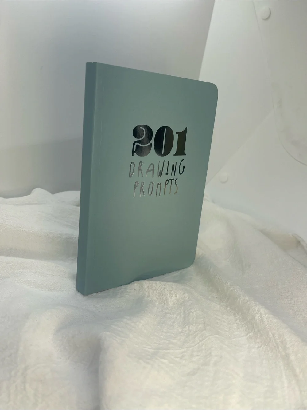 201 Drawing Prompts Journal NEW soft blue cover metallic silver print Sketch Pad